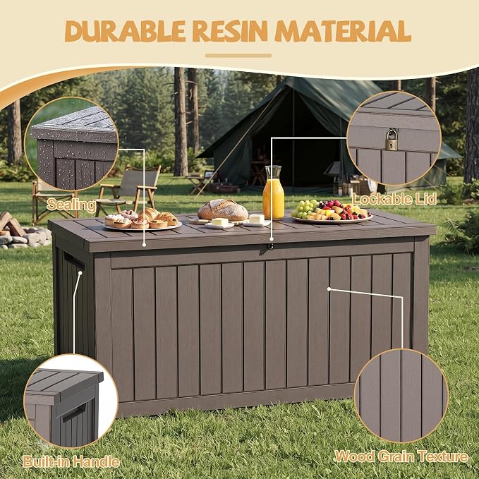 Outdoor Storage Box Waterproof, 300 Gal Gen 2 Resin Deck Box - Image 4