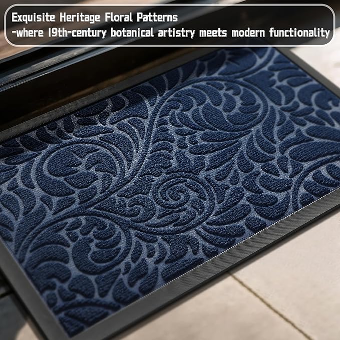 Yimobra Large Door Mat Outside Entrance 47x24, Waterproof Sturdy Outdoor Mats for Front Door, Heavy Duty Non-Slip Doormat for Garage Patio Entryway Indoor, Easy Clean, Blue