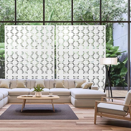 Metal Privacy Screen Outdoor 72" H×47" W,Freestanding Decorative Privacy Screen for Balcony Yard&Garden,Privacy Fence-White&Square