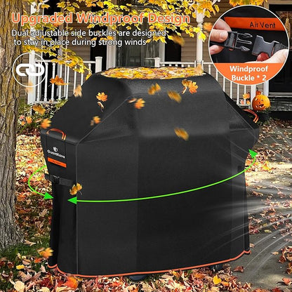 [Upgraded 1000D Heavy Duty Fabric] 58" Grill Cover for Weber Genesis II, LX 300 and Genesis 300 Series Outdoor Gas Grill, Waterproof BBQ Cover, Tear & Fade Resistant 7130 Grill Cover for Weber Grill