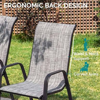 MAMIZO Patio Dining Chairs, Stackable Textilene Chair Set of 4, - Image 6