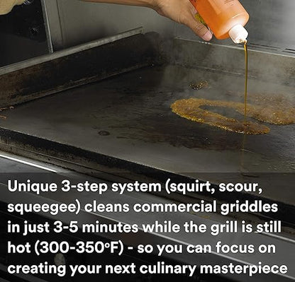 3M H-701-32OZ Scotch-Brite Griddle Cleaning, Quick Clean Liquid 701, 4 Quarts, Heavy Duty, Cleans in 3-5 Minutes, For Baked On Food and Cooking Oils, Use on Hot or Cool Griddle