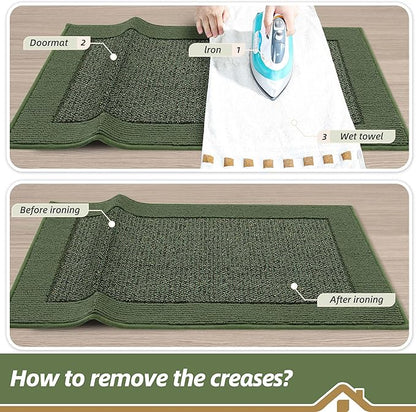 BEQHAUSE Indoor Door Mat 24" x 60", Dirt Trapper Door Mats Non-Slip Entryway Rugs Washable, Resist Dirt Absorbent Welcome Mat, Low Profile Floor Mats for Front Back Door and Entryway, Green