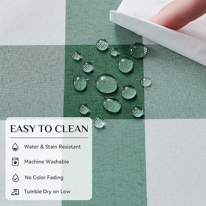 Softalker Spring Checkered Tablecloth Rectangle - Outdoor Waterproof Buffalo Plaid Table Cloth, Stain Resistant Gingham Table Cover for Picnic, Camping, Easter - Hunter Green and White, 60 x 120 Inch