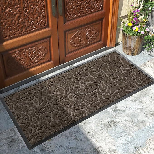 Yimobra Large Door Mat Outside Entrance 47x24, Waterproof Sturdy Outdoor Mats for Front Door, Heavy Duty Non-Slip Doormat for Garage Patio Entryway Indoor, Easy Clean, Brown