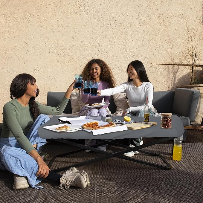 Covers & All Rectangle Table Top Cover, 12 Oz Waterproof UV & Weather Resistant Patio Table Cover, Outdoor Table Cover for Patio Furniture (90" L x 40" W x 5" H, Gray)