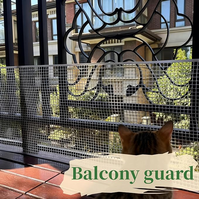 PotatoLife Plastic Wire Mesh Fence, Balcony Fence for Baby and Pets, Safety Fence, Stair Protector, Poultry, Garden, Tree Support, Durable Material, Free Zip Ties (White, 15.7'' x 20')