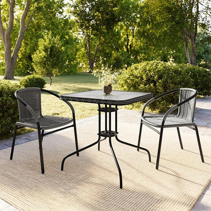 Flash Furniture Lila 2 Pack Gray Rattan Indoor-Outdoor Restaurant Stack Chair | - Image 2