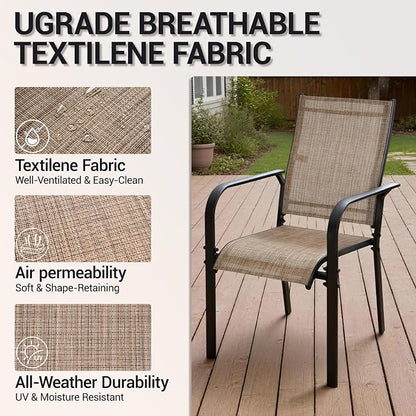 Patio Dining Chairs Set of 4, All-Weather High Back Textilene Stackable Chairs - Image 6