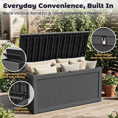 PatioZen Outdoor Storage Box Waterproof Extra Large 330 Gal Lockable, Hydraulic - Image 7