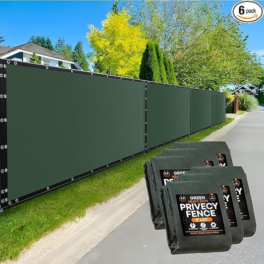 Xpose Safety Privacy Fence Screen 8’ x 50’ (6 Pack) – Heavy Duty Green Mesh with 90% Visibility Block, UV Protection – for Garden, Yard, Nursery, Kennel, Dog Run, Greenhouse