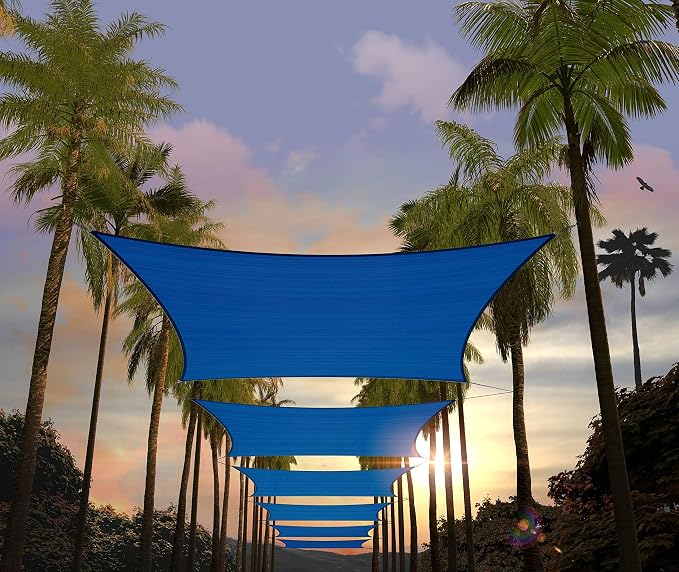 Amgo Custom Size 6' x 16' Blue Rectangle Square Sun Shade Sail UPF50+ AGTAPR0810 by Amgo