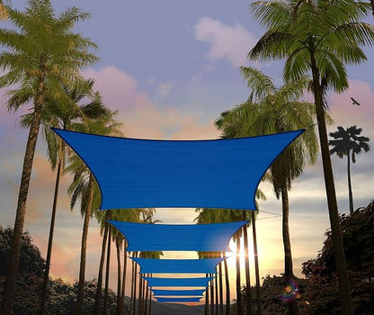 Amgo Custom Size 12' x 16' Blue Rectangle Square Sun Shade Sail UPF50+ by Amgo