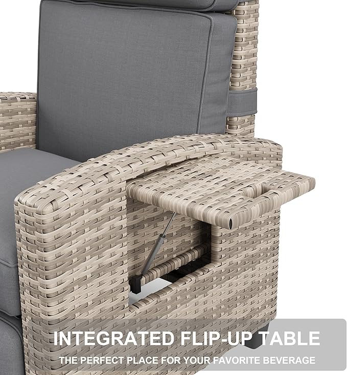 2PCS Outdoor Recliner Chair, Reclining Patio Chairs - Image 3