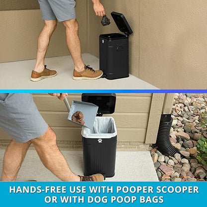 Dog Poop Trash Can Outside - Outdoor Dog Waste Trash Can with Lid - Odor Proof Waste Station Container for Backyard - 12L/3.2Gal (Black)