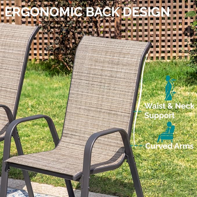 MAMIZO Patio Dining Chairs, Stackable Textilene Chair Set of 4, - Image 6
