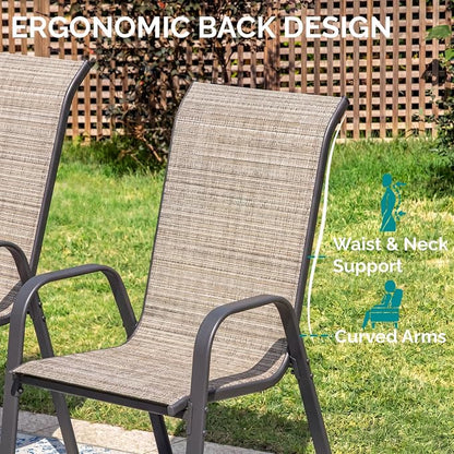 MAMIZO Patio Dining Chairs, Stackable Textilene Chair Set of 6, - Image 6