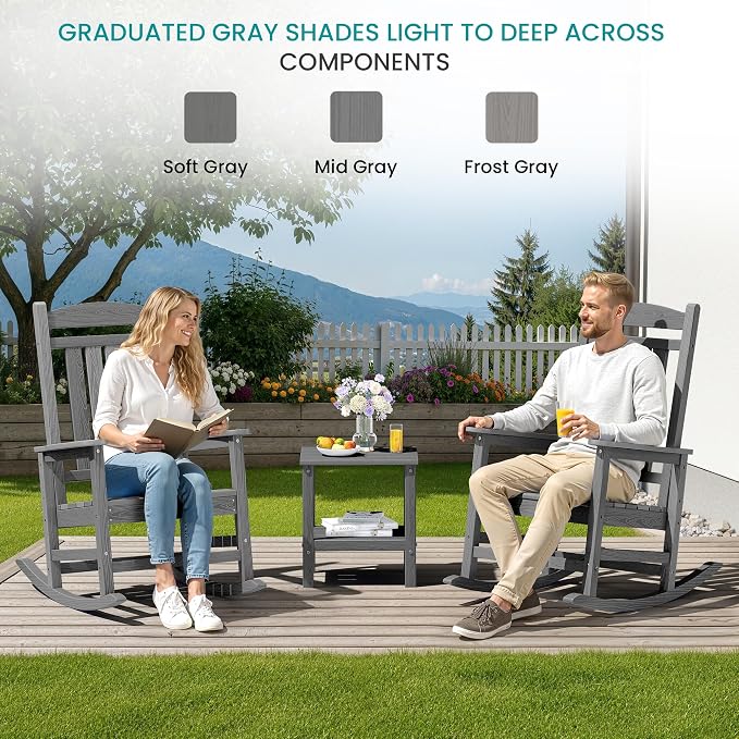SERWALL Outdoor Rocking Chair Set of 4, Patio Rocking Chair, Porch Rocker - Image 3