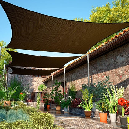 6' x 12' Brown Sun Shade Sail UPF50 Rectangle smTAPR0816 Canopy Fabric Cloth by ShadeMart