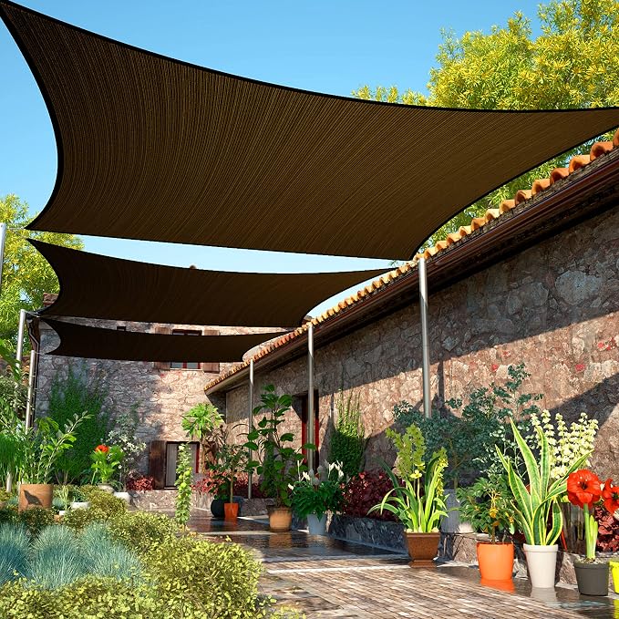 11' x 12' Brown Sun Shade Sail Rectangle SMSLR Canopy Fabric Cloth Screen by ShadeMart