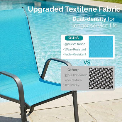 MAMIZO Patio Dining Chairs, Stackable Textilene Chair Set of 4, Sky Blue | - Image 3