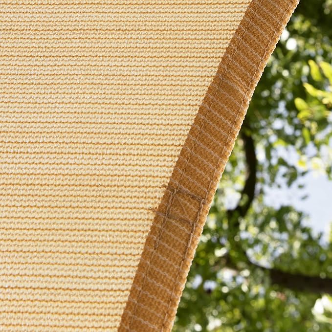 Amgo Custom Size 13' x 22' x 25.6' Beige Right Triangle Sun Shade Sail UPF50+ - Image 9