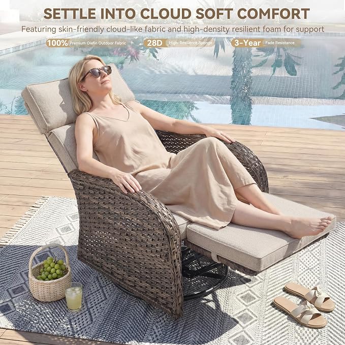 Zero Gravity Patio Swivel Recliner Chair - Image 3