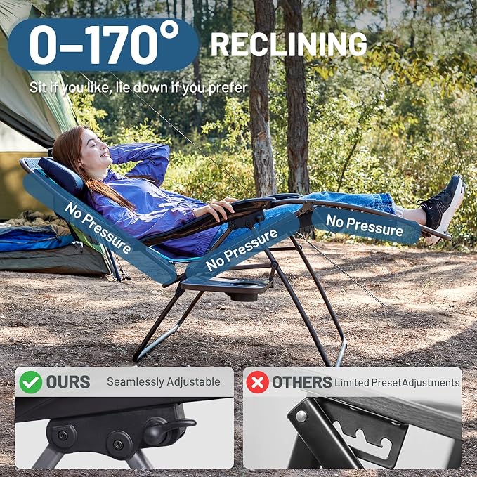 Timber Ridge Oversized Zero Gravity Chair, 33In Wide XXL Zero Gravity Reclining - Image 6