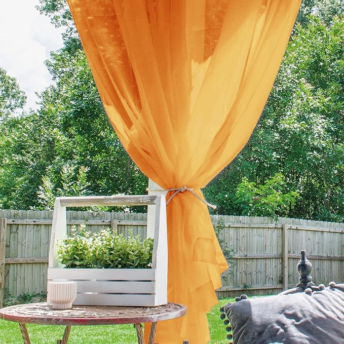 Outdoor Sheer Curtains for Patio Waterproof, 2 Panels Rod Pocket Indoor/Outdoor - Image 2
