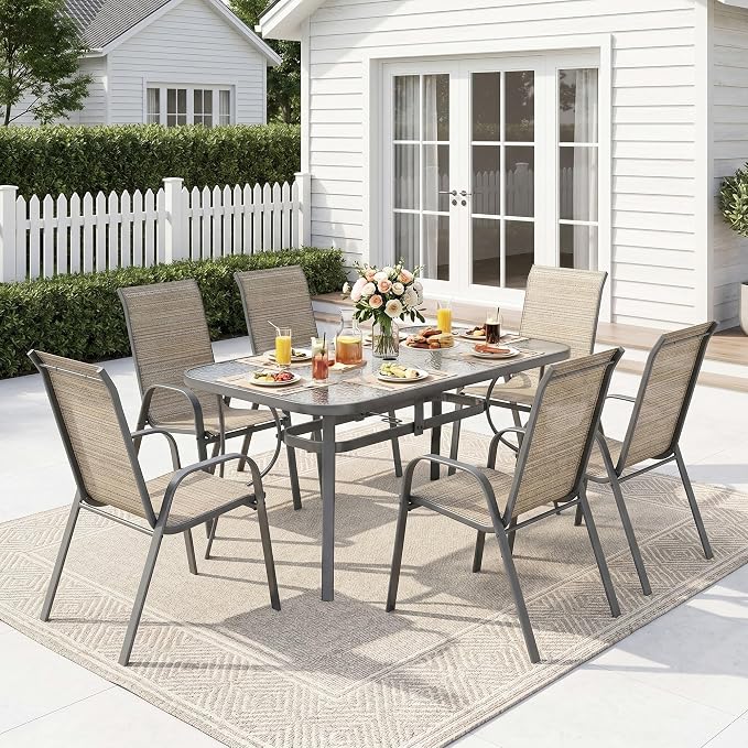 MAMIZO Patio Dining Chairs, Stackable Textilene Chair Set of 8, - Image 8