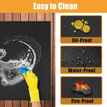 24x42in Heat Resistant Grill Mats for Outdoor Grill to Protect Your Prep Table and Outdoor Grill Table - Fire Proof & Water Proof & Oil Proof BBQ Mat - Black (1mm)