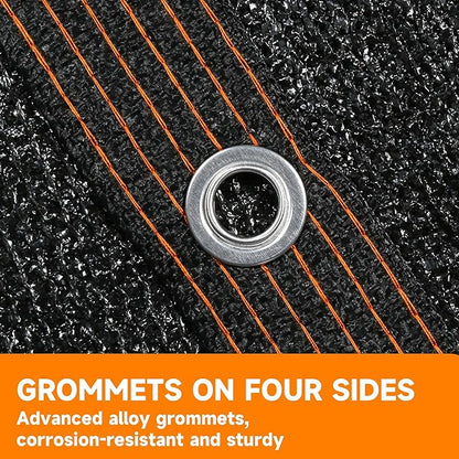 90% Shading Rate 12'x16' Black Shade Cloth, UV Resistant Durable Mesh Tarp - Image 5