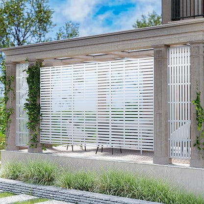 Casaphoria Metal Privacy Screen Outdoor, 72" H x 47" W Freestanding Decorative Privacy Screen for Patio Deck Balcony Garden with Stable Base, White Adams
