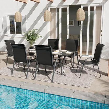 Amopatio Patio Chairs Set of 6, Outdoor Stackable Dining Chairs - Image 2