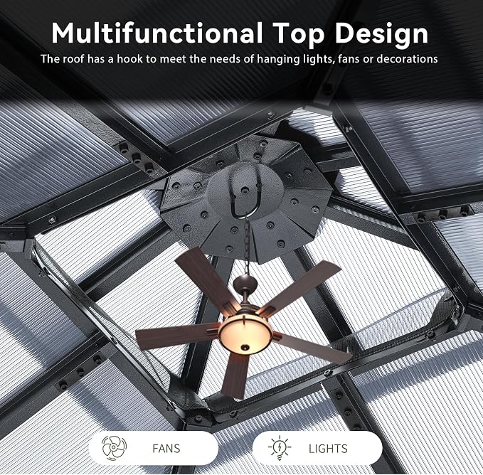 Aoxun 12'x12' Hardtop Gazebo - Image 9