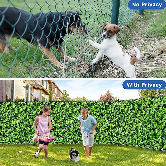 UPGRADE 3'x10'Customized PVC Privacy Fence Screen with Green Leaves Print – Outdoor Waterproof Patio Privacy Cover for Yard, Balcony, Garden Fence Decoration