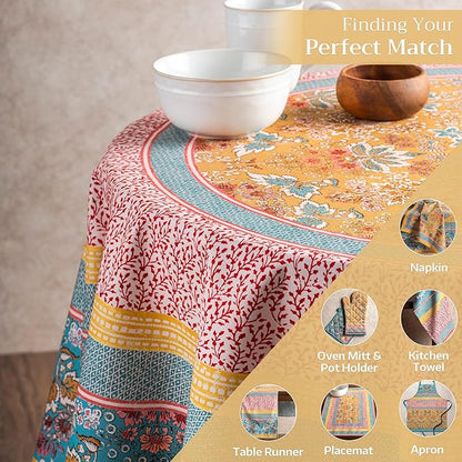 Maison d' Hermine Table Cloth Round Table 100% Cotton 69 Inches Tablecloth Reusable Decorative Everyday Use for Dining Room, Farmhouse, Home, Party, Festive & Wedding Spring Summer - Marquise