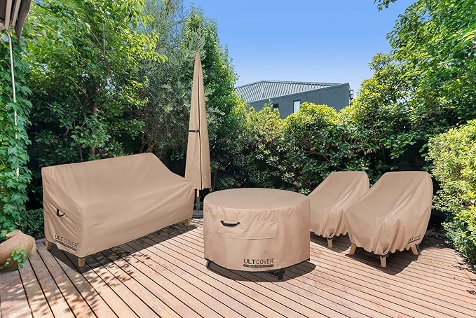 ULTCOVER Round Patio Fire Pit Table Cover 40 inch Outdoor Waterproof Fire Bowl Cover