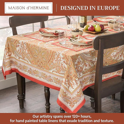 Maison d' Hermine Table Cloth Square Table 100% Cotton 54 x 54 Inches Tablecloth Reusable Decorative Everyday Use for Dining Room, Farmhouse, Home, Party, Festive & Wedding - Kashmir Paisley