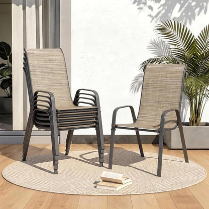 MAMIZO Patio Dining Chairs, Stackable Textilene Chair Set of 8, by MAMIZO