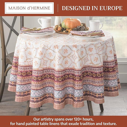 Maison d' Hermine Table Cloth Round Table 100% Cotton 69 Inches Fall Tablecloth Reusable Everyday Use for Thanksgiving Christmas Decorations Dining Farmhouse Party (Fair Isle)