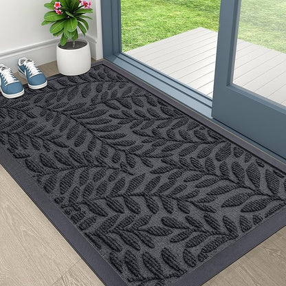 OLANLY Door Mat Indoor Outdoor Entrance, 36x24, Waterproof All-Weather All-Season Doormat, Sturdy Natural Rubber, Stain and Fade Resistant, Low Profile, Easy Clean Patio Entryway Mat, Medium Grey