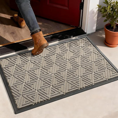 Yimobra Large Door Mat 36x24, All-Weather Waterproof Non-Slip Welcome Matt Outdoor, Heavy Duty Non Slip Doormat for Entryway for Patio and Garage Indoor, Easy Clean, Beige