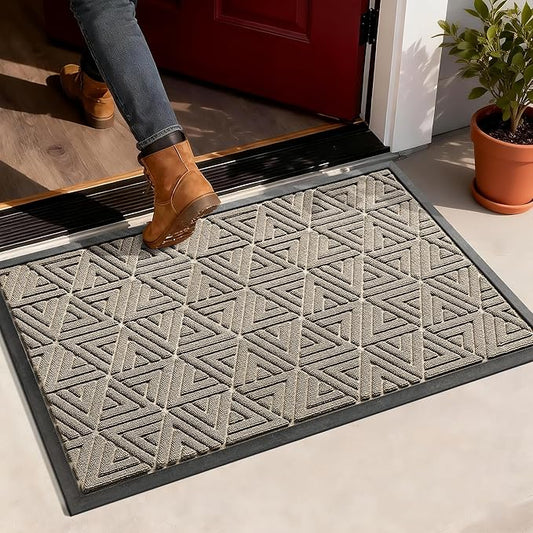 Yimobra Large Door Mat 36x24, All-Weather Waterproof Non-Slip Welcome Matt Outdoor, Heavy Duty Non Slip Doormat for Entryway for Patio and Garage Indoor, Easy Clean, Beige