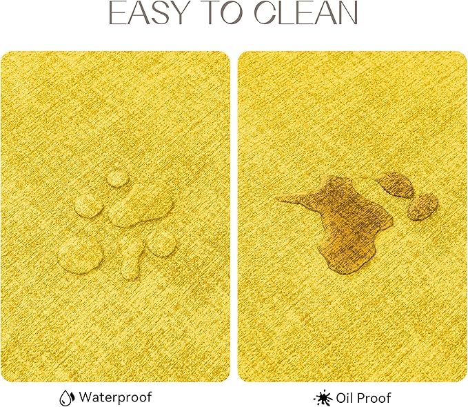 Romanstile Vinyl Placemats Set of 4-12 X 17 Inch - Heat Resistant Place Mats 100% Waterproof Oilproof Wipeable Reversible Faux Leather Table Mats for Kitchen, Dining, Party, Outdoor, Yellow