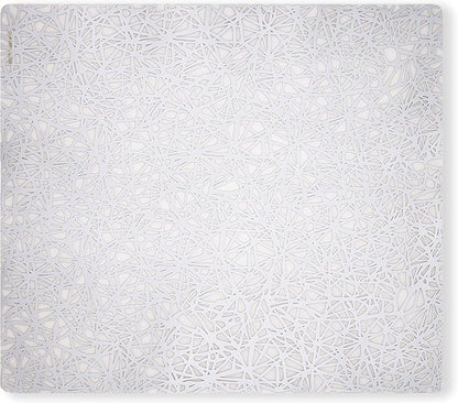 modern-twist 14" x 16" Silicone Rectangular Placemat, BPA, PVC-Free Table Mat, Dishwasher Safe, Twine Print in Silver, Pack of 1