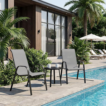 Stackable Patio Chairs Set of 1/2/4, Heavy Duty Metal Frame & Teslin Fabric - Image 7