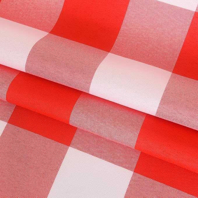 2 Pack Waterproof Polyester Fabic Round Checkered Tablecloth，60 Outdoor Table Cloth，Oil Stain Prevention Table Cloth for Pinics and Parties（Red and White）