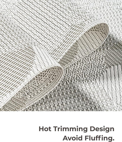 Leetaltree White Placemats Set of 4 - Heat Resistant Non-Slip Place mats for Dining Table, Washable Durable PVC Vinyl Woven Table Mats（White Circle, 4）