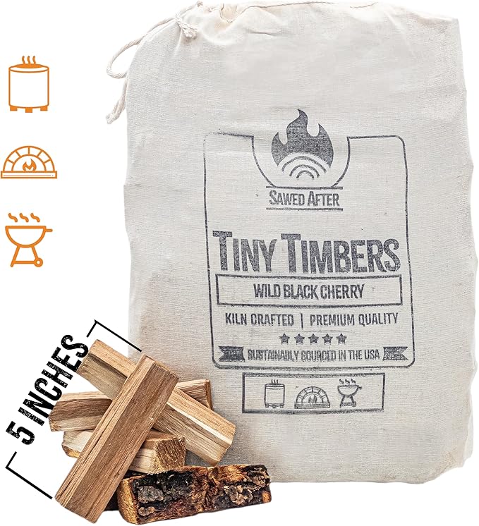 The Tiny Timbers USDA Grade Kiln Dried Hardwood for Table Top Fire Pit and Pizza Oven | Compatible with Solo Stove Mesa & Mesa XL | 5" Splits | USA Sourced | 15 lb. | 1000+ cu. in. | Apple Wood